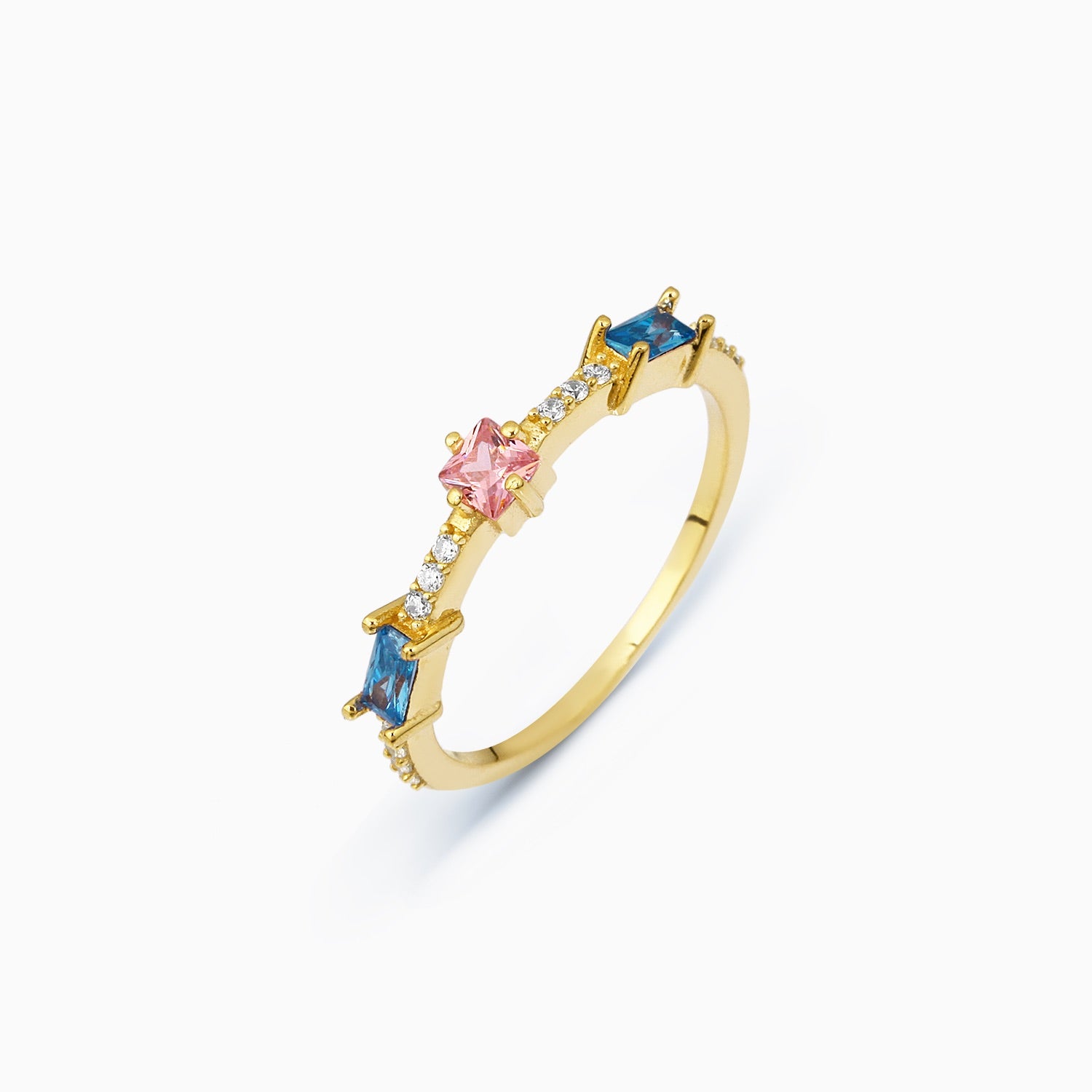 Mavi ve Pembe Işıltılı Yüzük