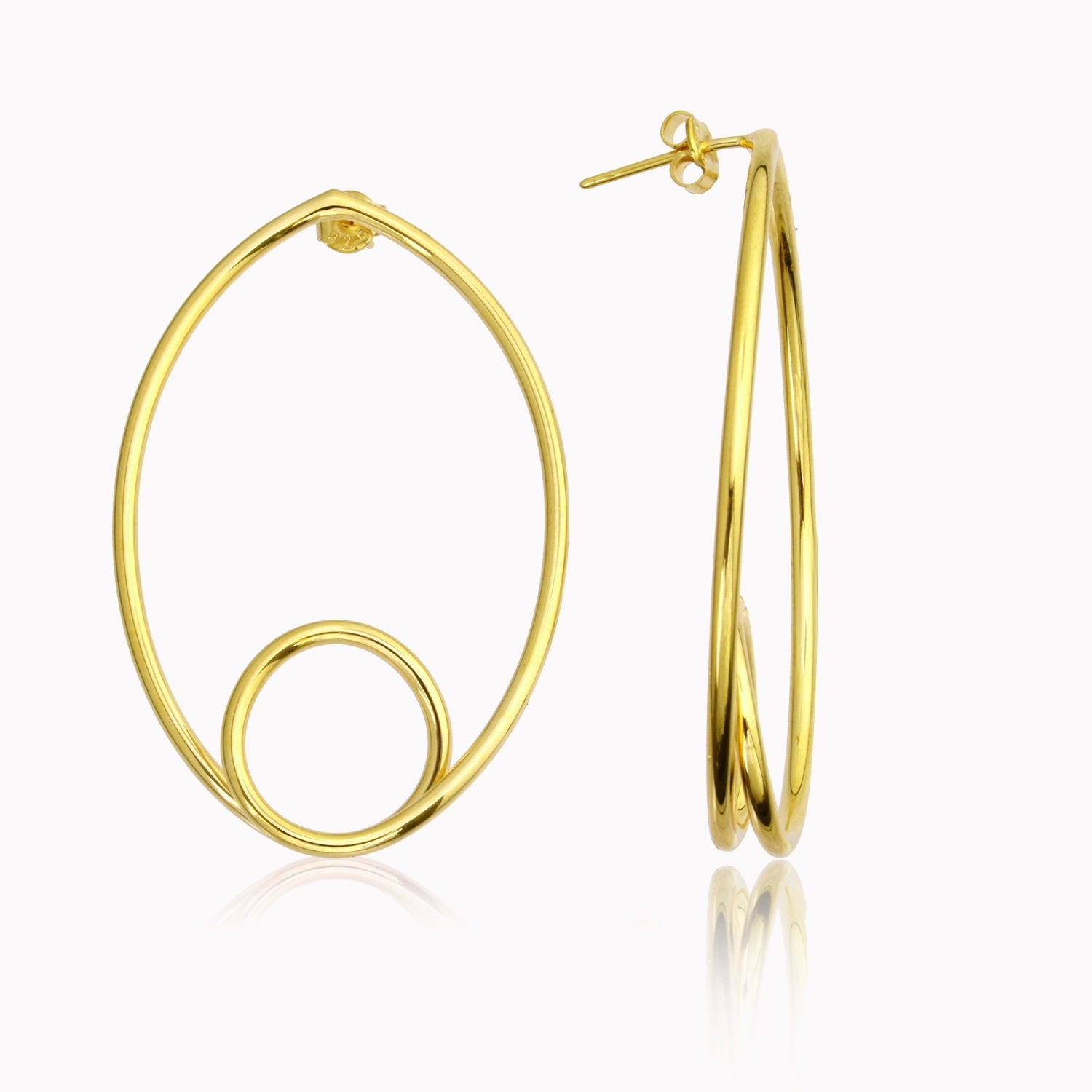 Minimalist Oval Spiral Altın Kaplama Küpe