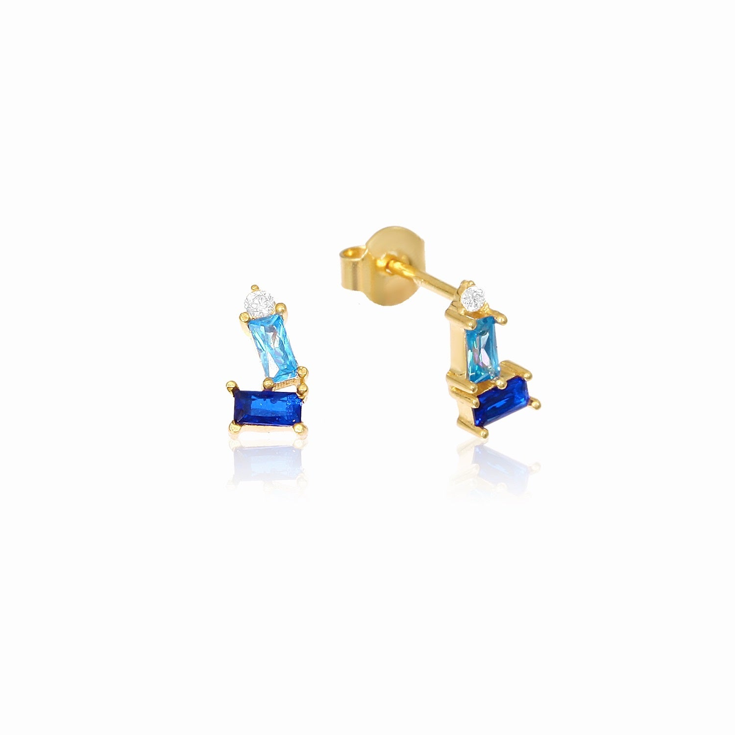 Emerald & Sapphire Fusion Studs