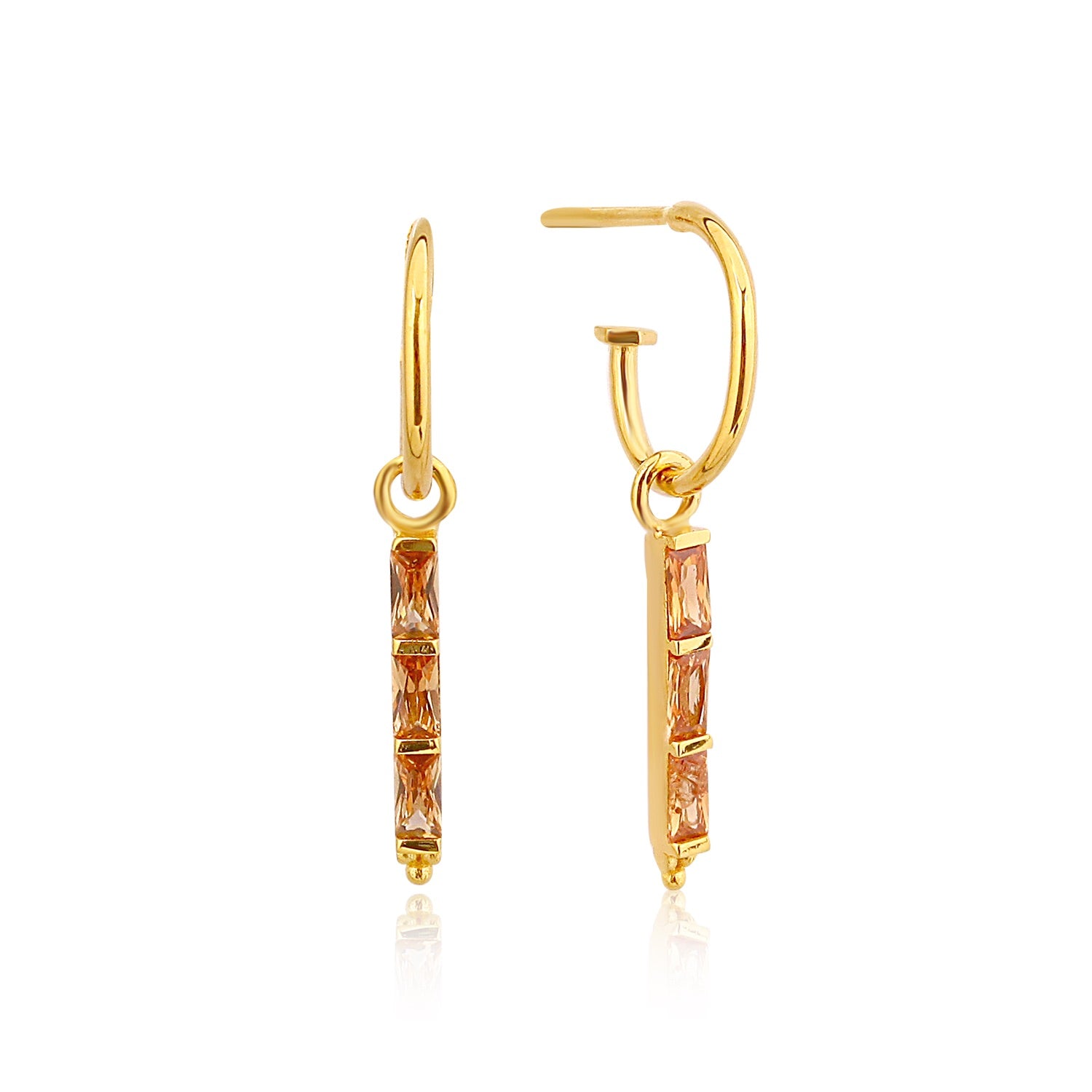 Topaz Baguette Taşlı Sallantılı Halka Küpe