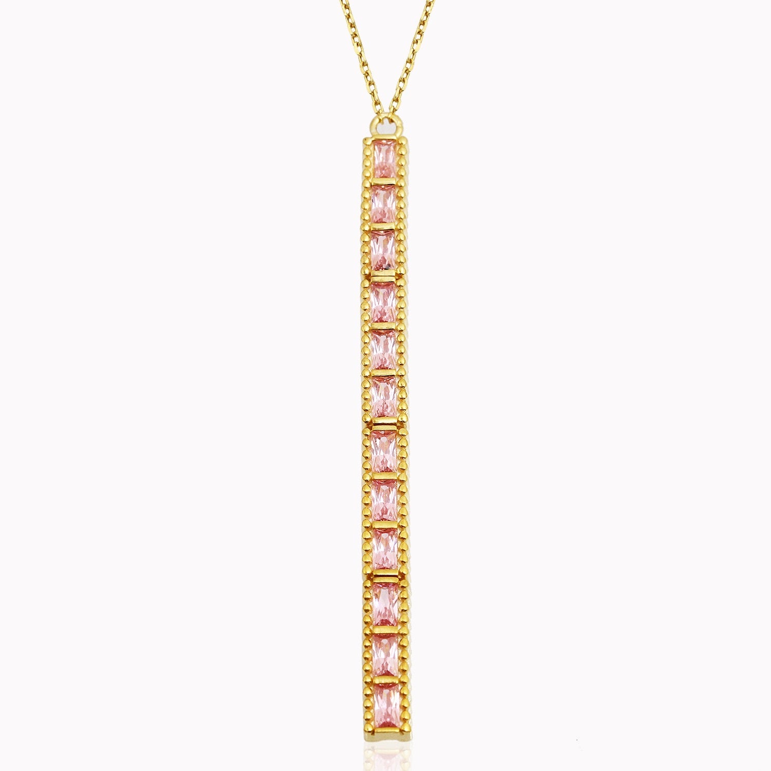 Pembe Taşlı Sıralı Kolye